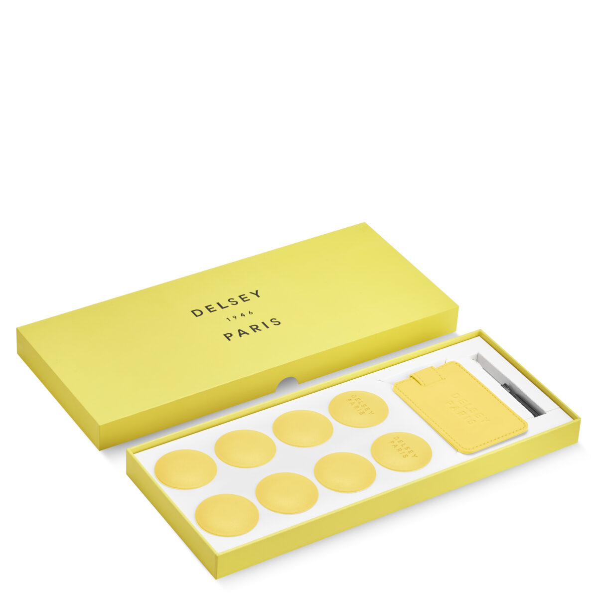 LUGGAGE TAG & WHEEL CAP SET 50MM YELLOW - Image 3