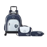 ACADEMIE 3-Piece Set 4-Wheel Vertical Trolley Backpack Bag Grey