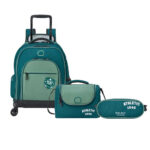 ACADEMIE 3-Piece Set 4-Wheel Vertical Trolley Backpack Bag Sage Green