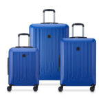 Delsey Christine Hardside Expendable Double wheel luggage trolley suitcase 3pcs set (L+M+S) 55/70/82cm klein blue